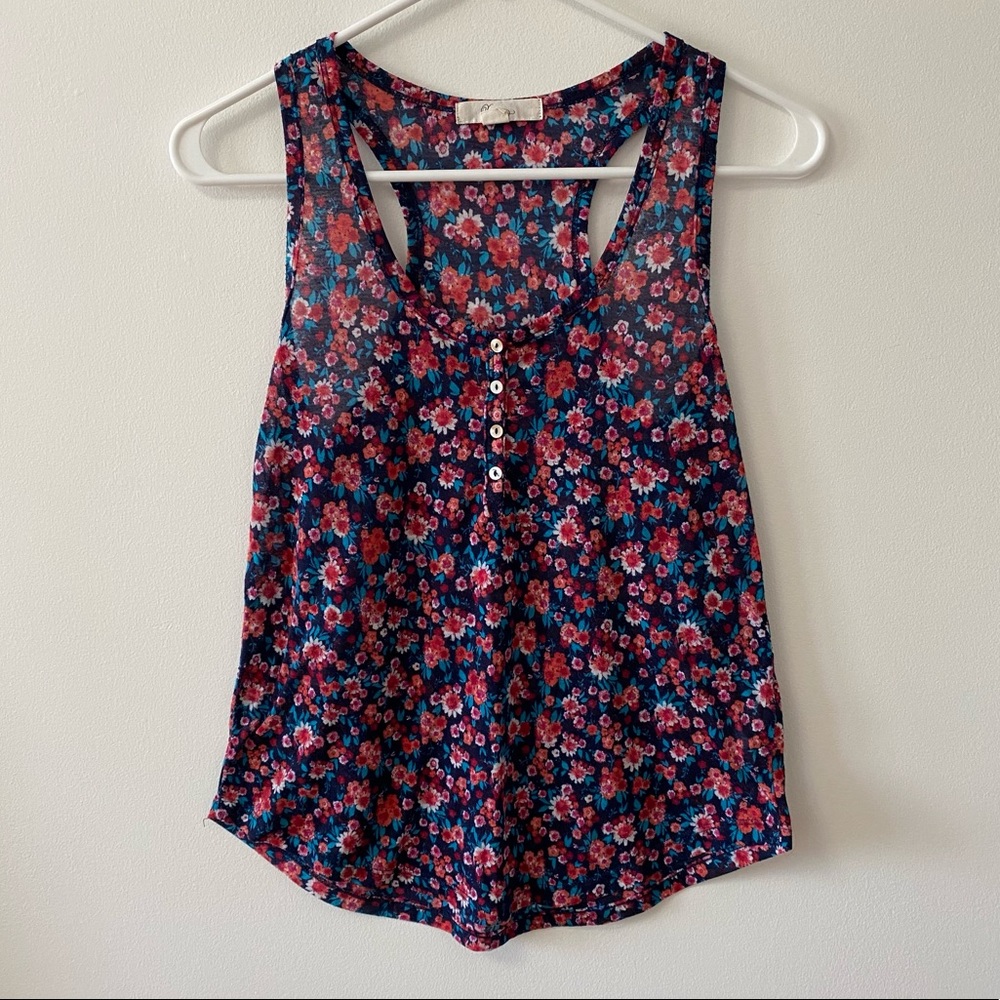 FOREVER 21 FLORAL RACERBACK TANK TOP